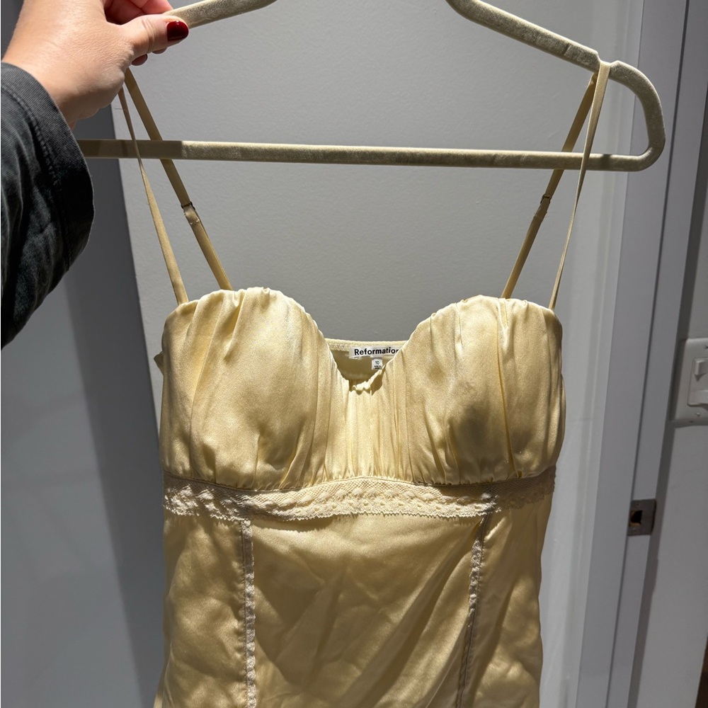Reformation Yellowish/beige Camisole with Lace Trim